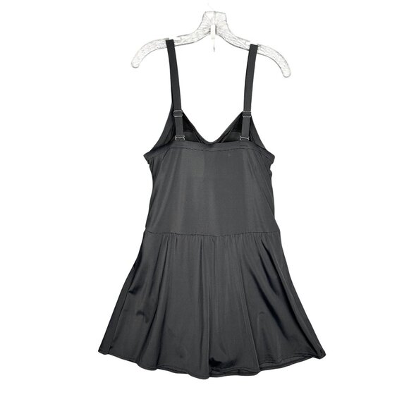 Denim & Co. Beach Regular Sweetheart Twist Front Swim Dress 14 Black Beach Pool - Picture 4 of 16